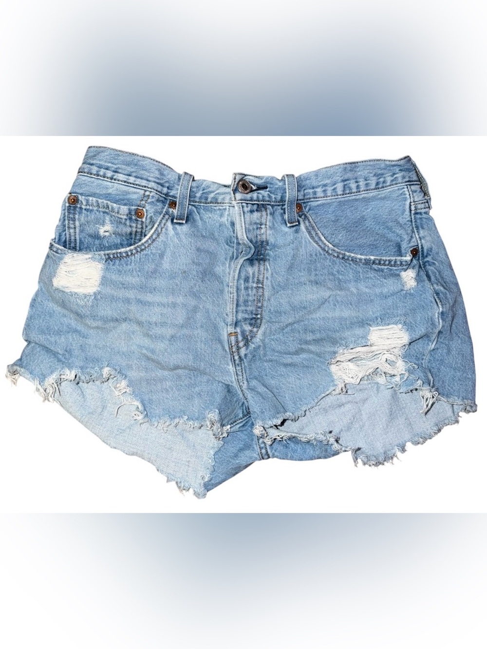 Vintage Levi’s 501 light wash denim cut-off shorts
